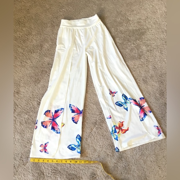 Slit Butterfly Print Wide Leg Pants NWOT - Picture 11 of 13